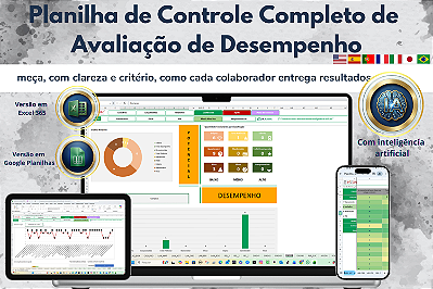 Planilha Controle Completo de Avaliação de Desempenho em Excel 7.0 365