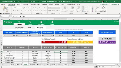 Planilha de Consumo de Água e Energia em Excel 6.0