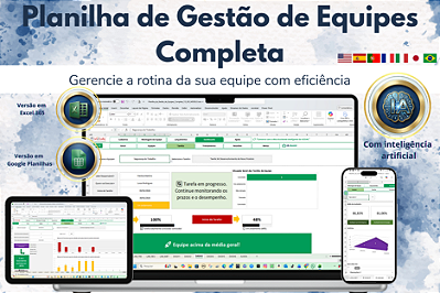 Planilha de Gestão de Equipes Completa em Excel 7.0 365