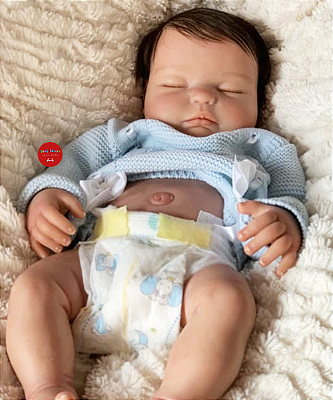 Bebê Reborn Menino Silicone Sólido 47 Cm Olhos Fechados Bebê Gordinho Muito Fofo Com Chupeta E Enxoval