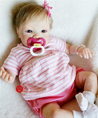 Bebê Reborn Menina Shyann 43 Cm Olhos Abertos Super Realista Bebê Artesanal Sofisticada Com Chupeta