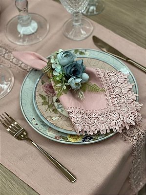 Trilho de mesa Rose com Renda Central