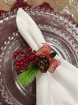 Porta Guardanapo Delicado Laço vermelho Natal