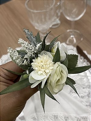 Porta Guardanapo Bouquet Flores Branca