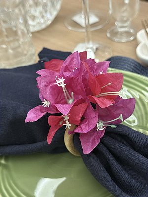Porta Guardanapo Bouquet de Flores Bougainville Pink | Argola de Madeira
