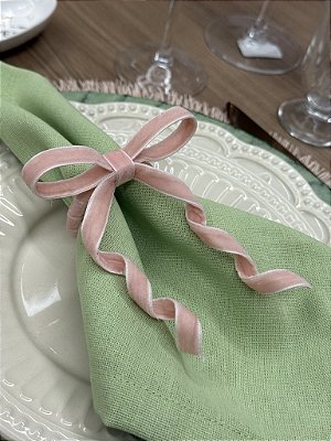 Porta-Guardanapo Laço Veludo Rosa | Mesa Posta Elegante Sofisticada