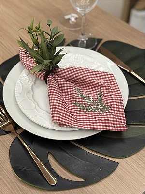Guardanapo Bordado Alecrim em Tricoline Misto – 43x43 cm (Unidade)