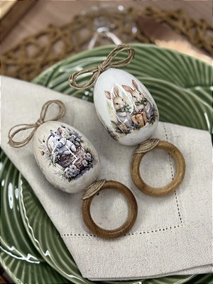 Porta Guardanapo Ovo de Páscoa com Coelhinho – Kit 2 Unidades – Mesa Posta Páscoa