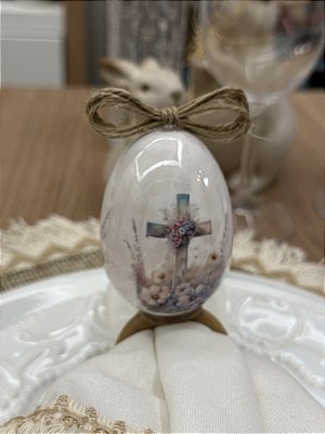 Porta Guardanapo Páscoa Cristã Ovo Cruz Floral Unidade