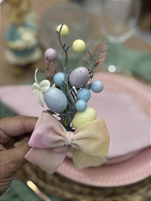 Porta Guardanapo Pascoa Ovos Coloridos Com Laco Degrade Unidade Mesa Posta