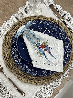 PORTA-GUARDANAPO LAÇO ESTREITO DE VELUDO AZUL CLARO