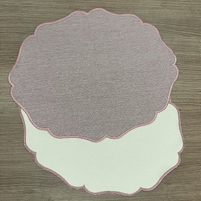 Jogo Americano Dupla Face Rosa e Off White 36x46 cm | Tela Dupla | Elegância para Mesa Posta