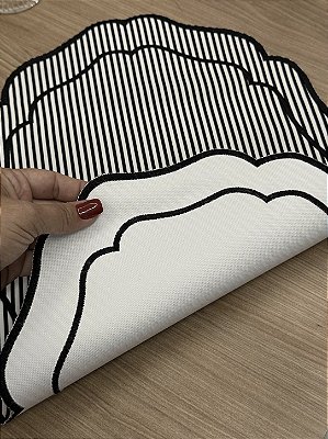 Lugar Americano Bordado / Sousplat Dupla Face 37x47 cm – Preto e Branco
