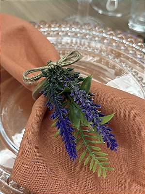 Porta-Guardanapo Lavanda Minimalista com Argola de Madeira