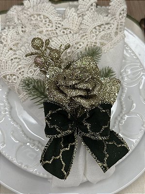 Porta-Guardanapo Rosa Dourada – Coleção Natal