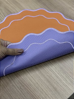 Lugar Americano Bordado Dupla Face Laranja/Lilas