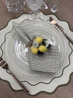 Guardanapo de Tecido Xadrez Verde Oliva 100% Algodão – Mesa Posta