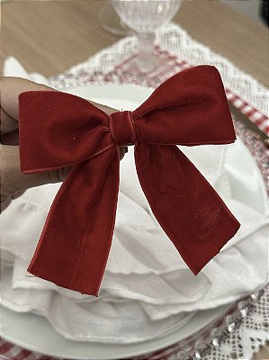 Porta Guardanapo Laço de Veludo Vermelho