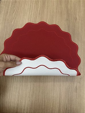 Sousplat Lugar Americano Redondo Dupla Face Vermelho e Branco 38cm – Unidade