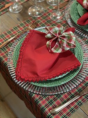 Guardanapo Vermelho com Renda Estreita