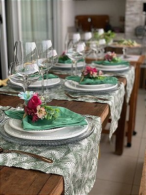 Trilho de Mesa Estampa Folhagem