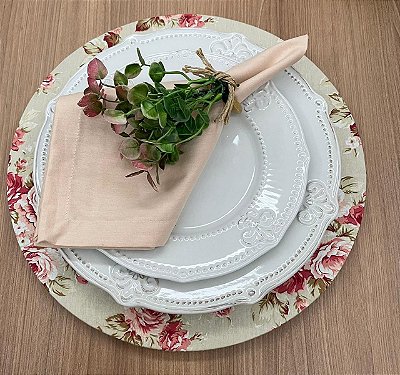 Kit 6 lugares Floral bordo