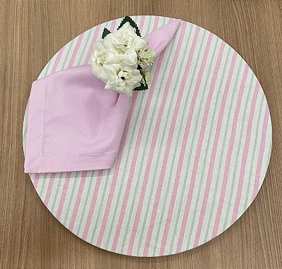 Kit 6 lugares Listrado Rosa