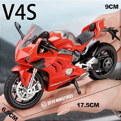 Miniatura Ducati Panigale V4 S Huayi 1:12 Acende Faróis