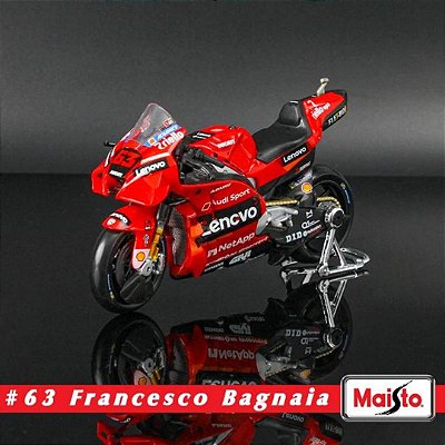 Miniatura Ducati Motogp 2021 Piloto Francesco Bagnaia #63 Maisto 1:18