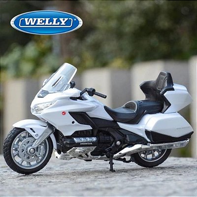 Miniatura Honda Gold Wing Tour 2020 Branco Welly 1:18