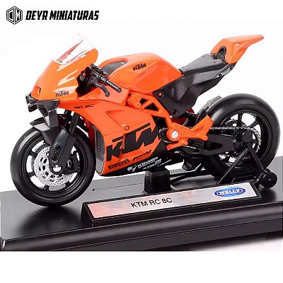 Miniatura KTM RC 8C 2022 Laranja Welly 1:18 C/Base