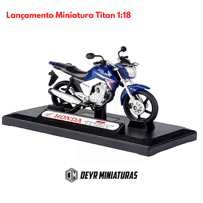 Miniatura Moto Honda CG Titan 150 2014 Azul Motormax 1:18