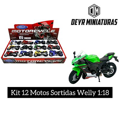 Kit 12 Miniaturas Motos Sortidas Welly 1:18