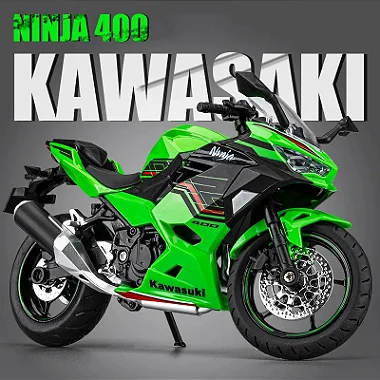 Miniatura Kawasaki Ninja 400 Escala 1:12 Efeito de Luz e Som - 17 cm