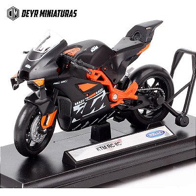 Miniatura KTM RC 8C 2022 Preto Welly 1:18 C/Base