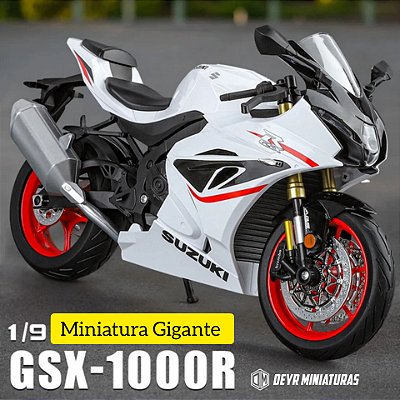 Miniatura Gigante Suzuki GSX-R 1000 R Branco Escala 1:9 - Acende Faróis (23 cm)