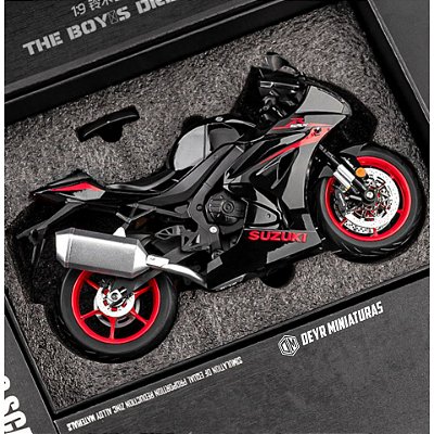 Miniatura Gigante Suzuki GSX-R 1000 R Preto Escala 1:9 - Embalagem Premium Para Presente (23 cm)