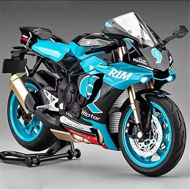 Miniatura YZF-R1M Azul Piscina Escala 1:12 Acende Faróis