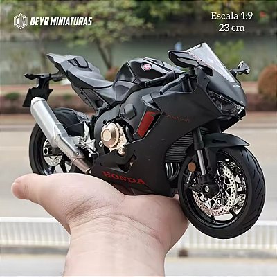 Miniatura Gigante Honda CBR 1000 RR 2018 Preto - Acende Farol - Escala 1:9(23 cm)