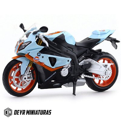 Miniatura BMW S 1000 RR 2010 Gulf CCA Edição Especial 1:12 - 17 cm
