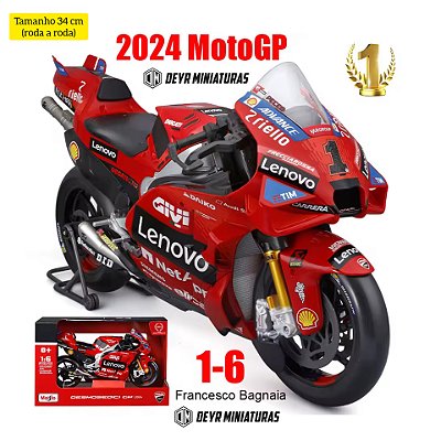 Miniatura Gigante Ducati Lenovo Team MotoGP 2024 - Piloto Francesco Bagnaia #1 Maisto 1:6 - (34 cm)