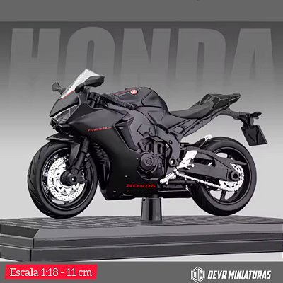 Miniatura Honda CBR 1000 RR Fireblade 2018 Preto Escala 1:18 C/Base