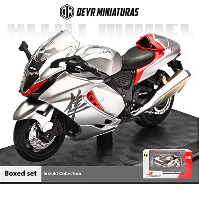 Miniatura Suzuki Hayabusa 2023 Cinza Escala 1:18 C/Base