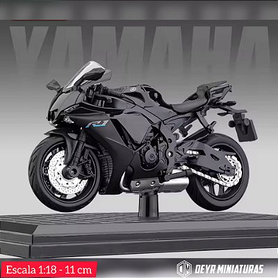 Miniatura Yamaha YZF-R1 Preto 2022 Escala 1:18 C/Base