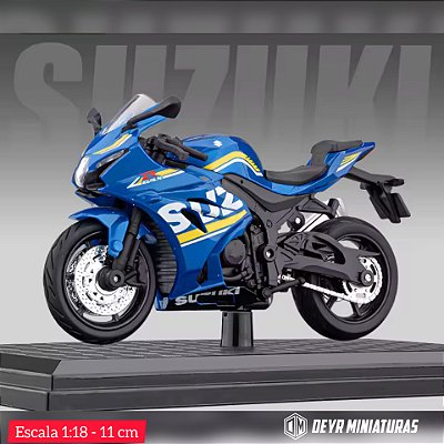 Miniatura Suzuki GSX 1000R Azul Escala 1:18 C/Base