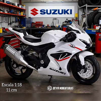 Miniatura Suzuki GSX 1000R Branco Escala 1:18