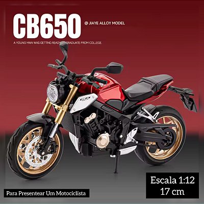 Miniatura Honda CB 650R Vermelho Escala 1:12 - Acende Farol - 17 cm