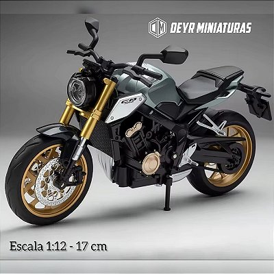 Miniatura Honda CB 650R Cinza Escala 1:12 - Acende Farol - 17 cm