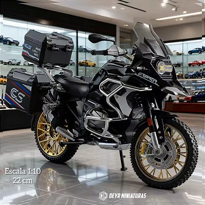 Miniatura BMW R 1250 GS Preto Escala 1:10 (22 cm) - Acende Farol
