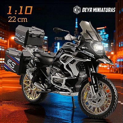 Miniatura BMW R 1250 GS Preto Escala 1:10 (22 cm) - Acende Farol